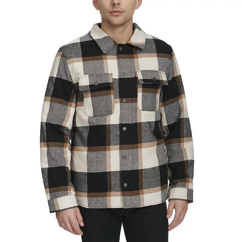 Men's Levi's® Quilted-Lined Shirt Jacket, Size: Small, Grey Black White Plaid Product Image