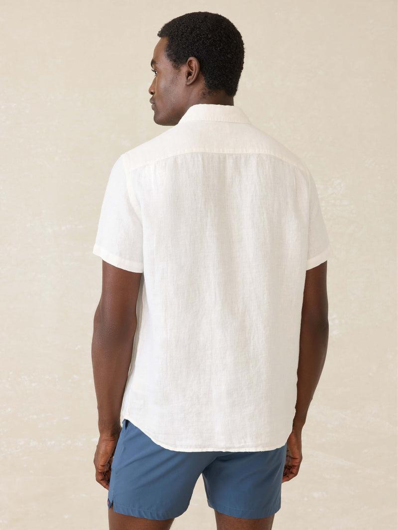 Short-Sleeve Palma Linen Shirt - Bright White Basketweave Product Image