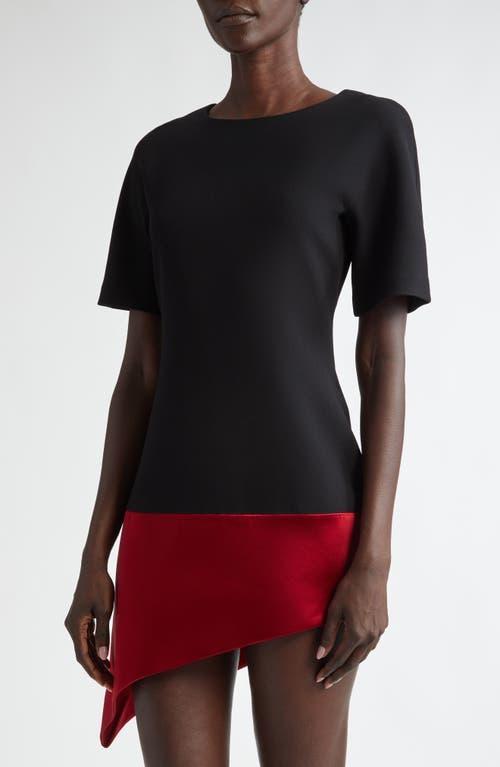 JW ANDERSON Double Crepe Diagonal Hem Mini Dress In Black/red Product Image