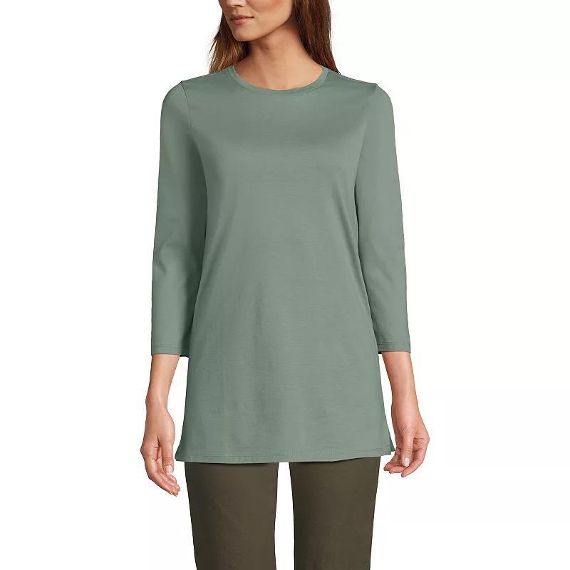 Petite Lands' End 3/4-Sleeve Supima Cotton Crewneck Tunic, Women's,  Product Image