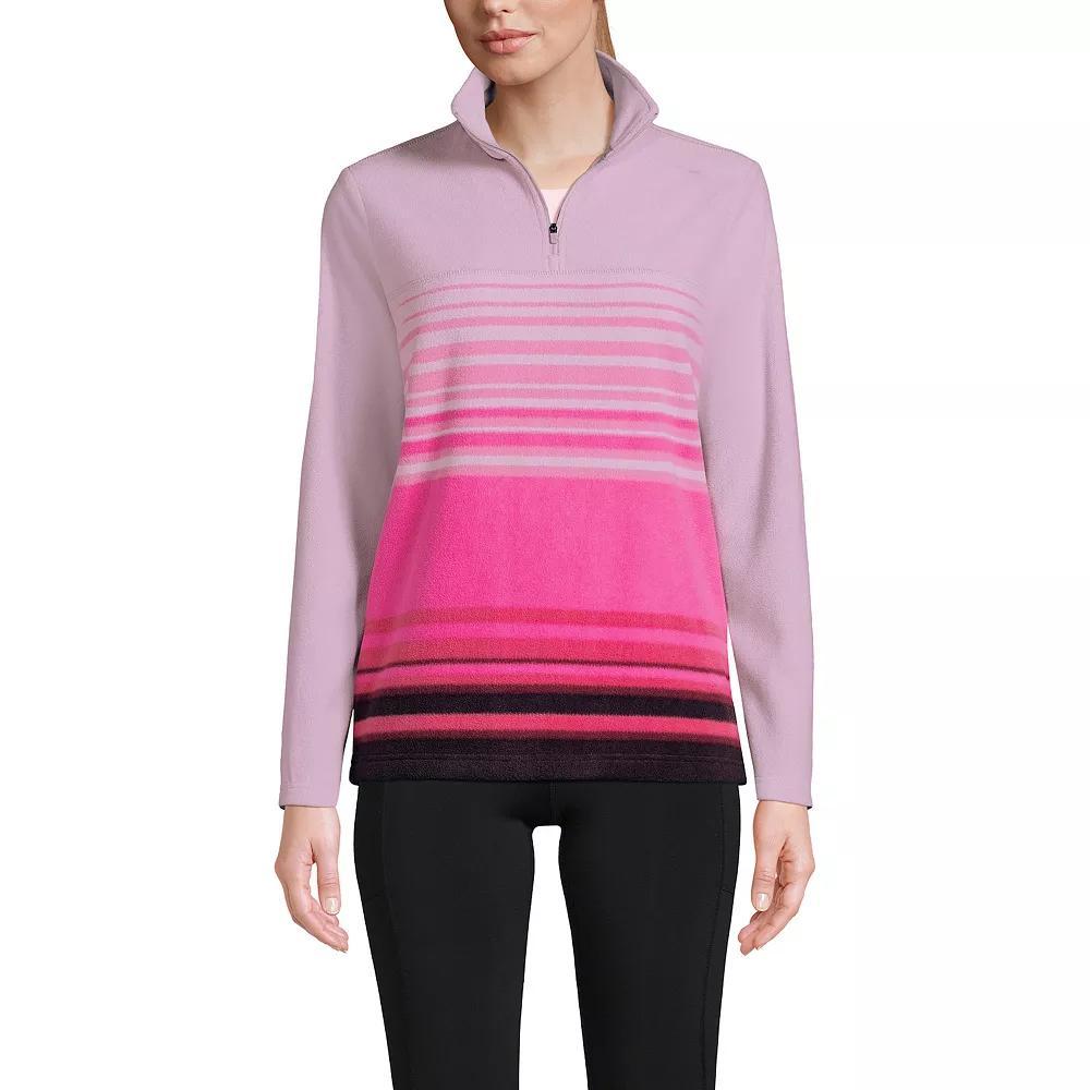 Women's Lands' End Ombre Striped 1/4-Zip Yoke Fleece Pullover, Size: Medium, Cornflower Stripe Product Image