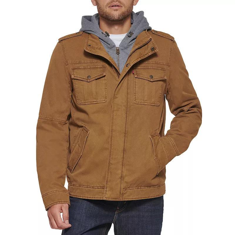 Men's Levi's® Hooded Sherpa Lined Trucker Jacket, Size: Large, Workwear Brown Product Image