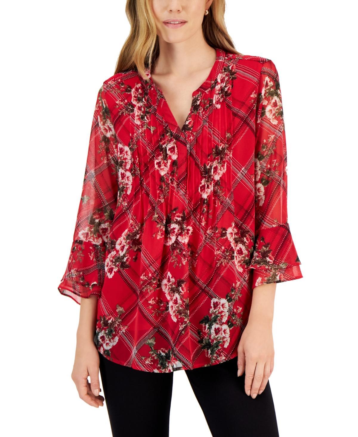 Charter Club Womens Printed Pintuck Top, Created for Macys Product Image