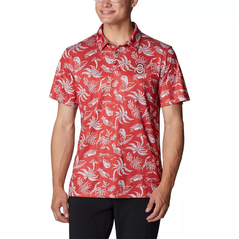 Men's Columbia Scarlet Ohio State Buckeyes Super Terminal Tackle Omni-Shade Polo,  Product Image