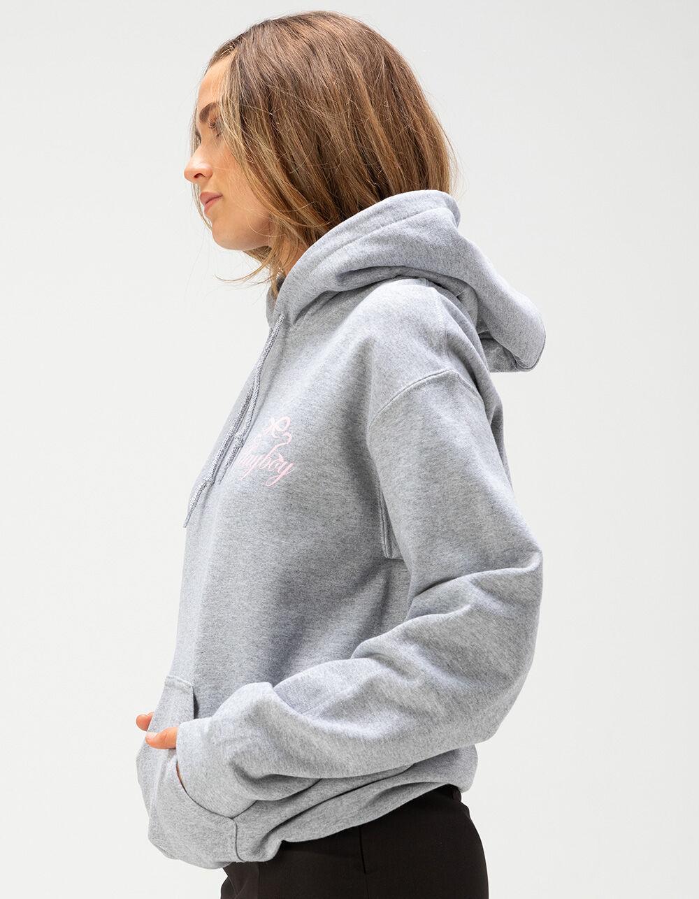 PLAYBOY Ribbon Bow Womens Hoodie - HEATHER GRAY Product Image
