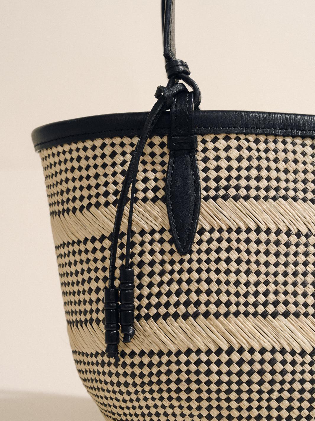 The Small Basket in Striped Iraca Product Image