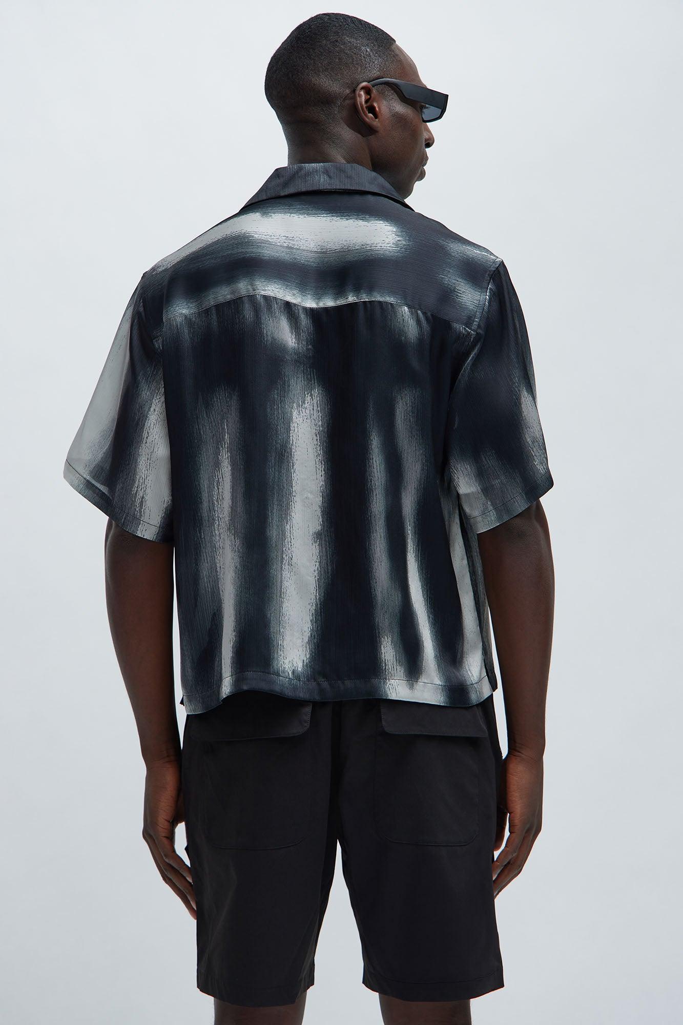 Grunge Painted Boxy Shirt - Black/combo Product Image