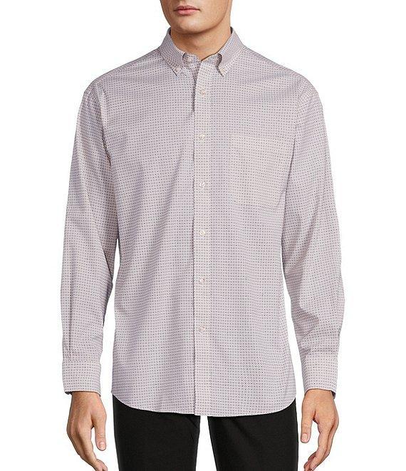 Gold Label Roundtree & Yorke Non-Iron Long Sleeve Geometric Print Poplin Sport Shirt Product Image