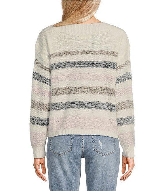Takara Stripe Boat Neck Eyelash Sweater Product Image