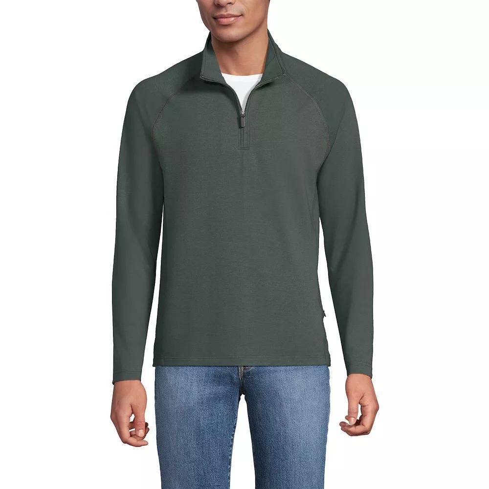Men's Lands' End Long Sleeve Raglan French Terry Quarter Zip Sweatshirt,  Product Image