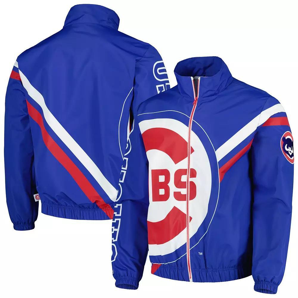 Men's Mitchell & Ness Royal Chicago Cubs Exploded Logo Warm Up Full-Zip Jacket,  Product Image