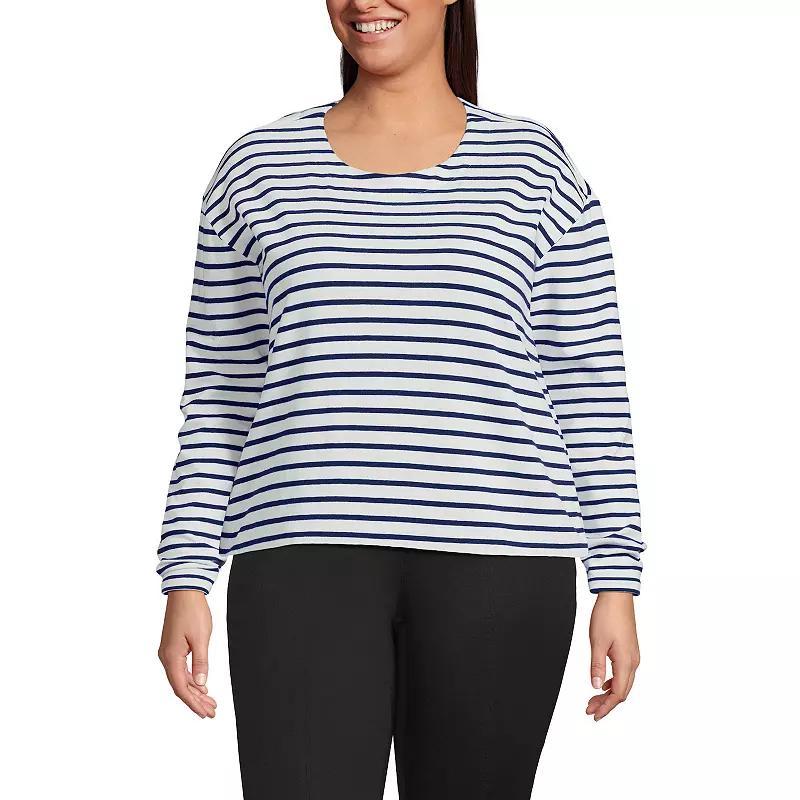 Plus Size Lands End Long Sleeve Mariner Jersey Crewneck Tee, Womens Beige Berry Product Image